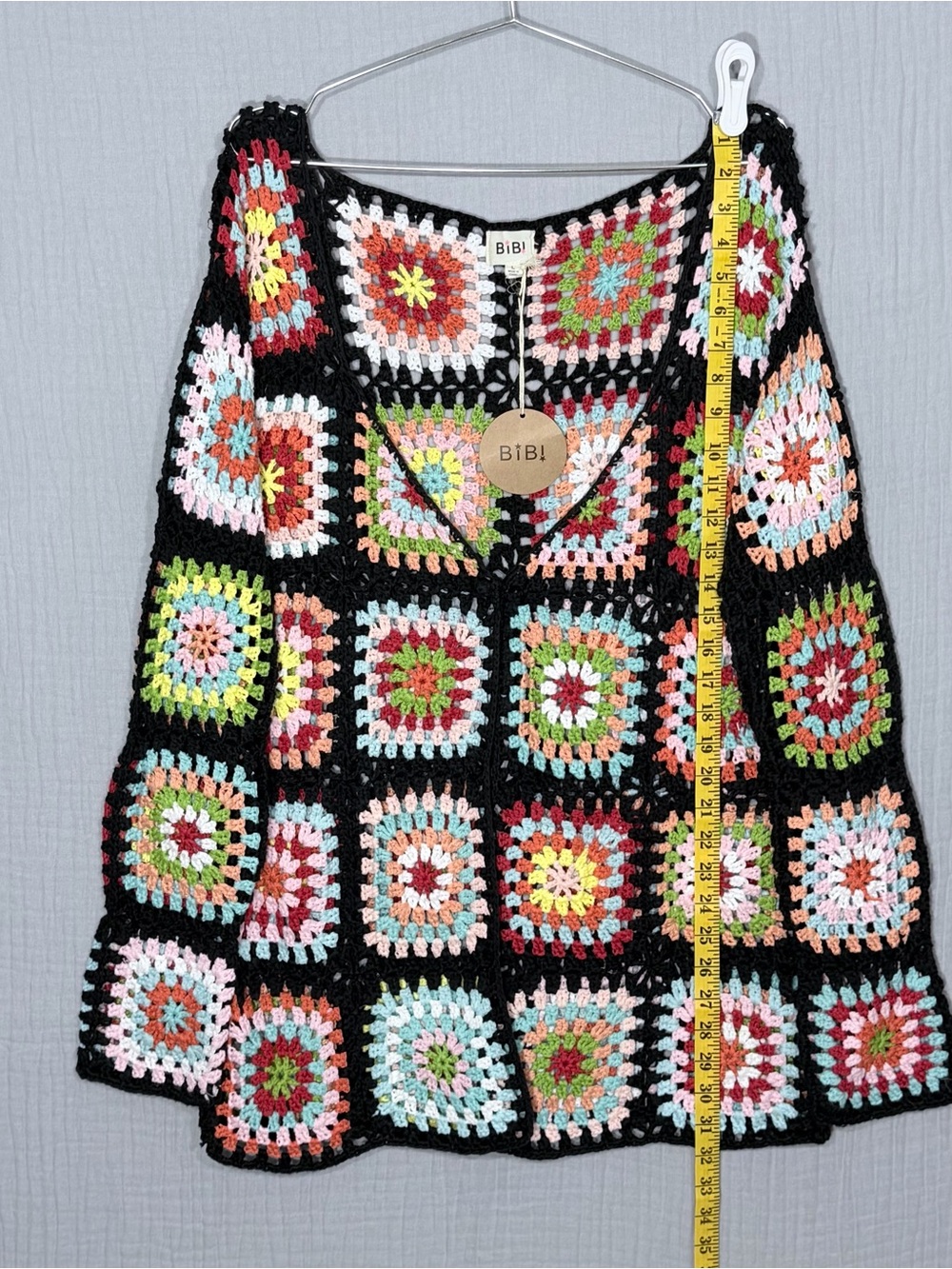BiBi Granny Square Crochet Cardigan Sweater NWT Large - Picture 5 of 8